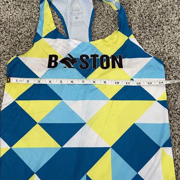 Rabbit Running Boston Geometric Blue and Yellow Tank Top - Picture 3 of 5